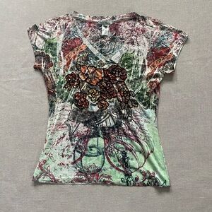 SPY rhinestone embroidered tee.